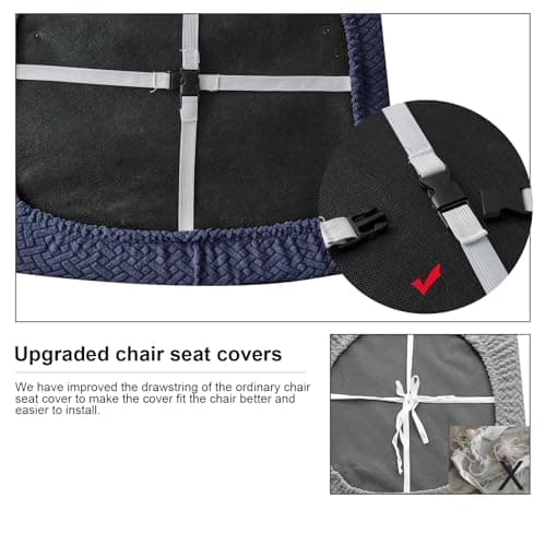 Genina Waterproof Seat Covers for Dining Room Chairs Covers Dining Chair seat Covers Kitchen Chair Covers slipcovers (Navy Blue, 6 Pcs) - Thumbnail 5