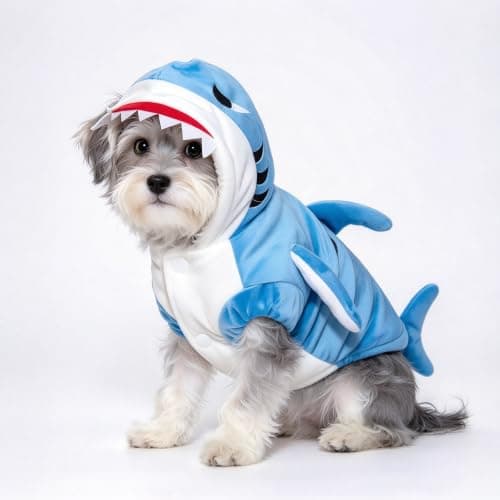 NACOCO Dog Shark Costume Cute Pet Clothes Halloween Holiday Coat Hoodie for Cats and Dogs (Blue, M)