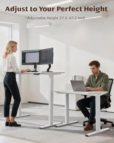 TOPSKY Dual Motor Electric Standing Desk Frame, Height Adjustable Sit Stand Base for Home Office, Fits Table Tops up to 70.8 x 31.5 Inch, 225 lb Capacity (White, Without Stand) - Thumbnail 4