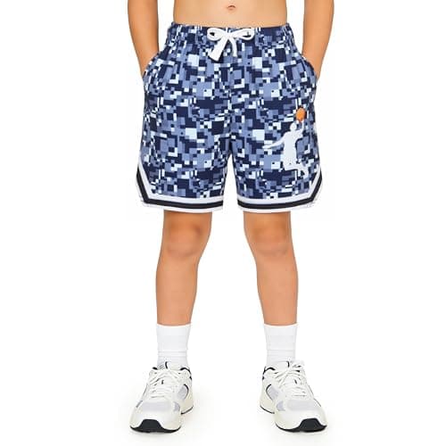 Cozople Boys Athletic Shorts Size 10 Kids Grey Stretchy Atctive Shorts with Adjustable Drawstring for Playing Basketball