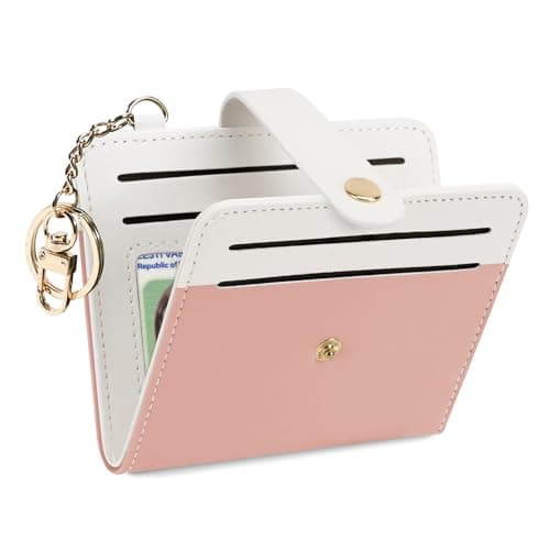Airkit Small Wallets Woman RFID Blocking Leather Credit Card Holder - with ID Window - Card Wallets for Women - with Zipper Coin Purse - Keychain Wallet - Image 1