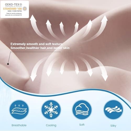 LOVSTOY Cooling Pillow Cases Set of 2, Standard Size Cool Pillowcases for Hair Skin and Hot Sleepers, Silky Summer Pillow Cover with Envelope Closure, Pinkish Purple, 20x26 inch - Thumbnail 4