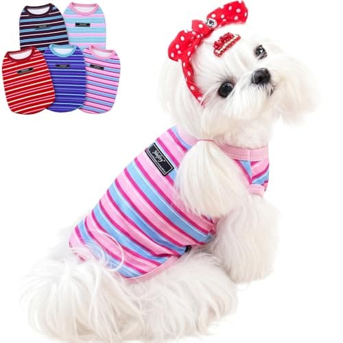 Jialinifery Soft Striped Dog Shirt, Cozy Warm pet Vest for Small Medium Dogs, Classic Puppy cat Clothes for Indoor Outdoor Outfits