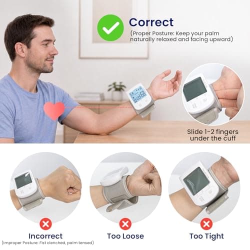 FondCircle Wrist Blood Pressure Monitor, Bluetooth Automatic Blood Pressure Cuff for Home Use, Talking Digital Machine with Smart App Sync, 3-User Mode 398 Memory, (5.3"-8.5" in Cuff) - Thumbnail 3