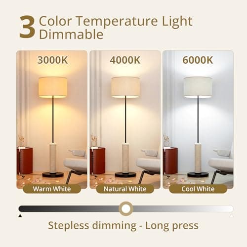 61 Inches Cat Scratching Post with Floor Lamp,Durable Natural Sisal and Heavy Duty Base,Suitable for Living Room Bedroom Dining Room Kitchen - Thumbnail 2