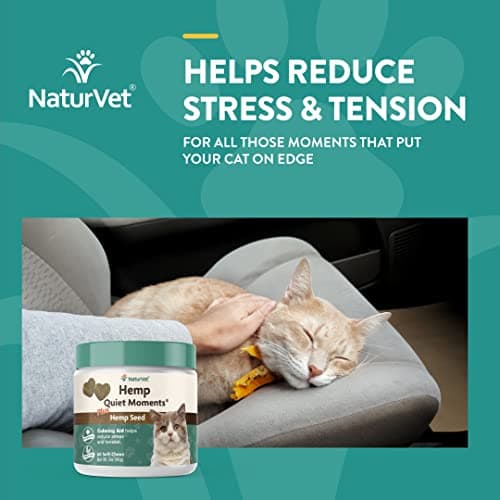NaturVet Hemp Quiet Moments Plus Hemp Seed for Cats, 60 ct Soft Chews, Made in USANaturVet Quiet Moments Herbal Calming Spray, 8 Ounce- Feline - Thumbnail 2