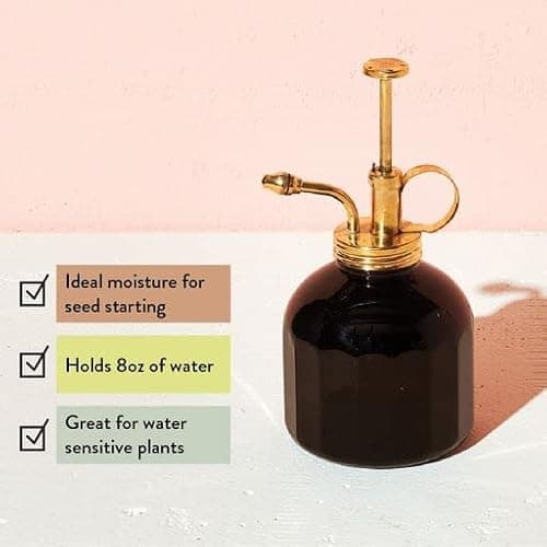 Modern Sprout Plant Mister, 8 oz Indoor Watering Can, Aesthetic Plant Sprayer & Water Mister Spray Bottle, Garden Watering Can for Seed Starting, Vintage-Inspired Gift for Father's Day - Black - Thumbnail 6