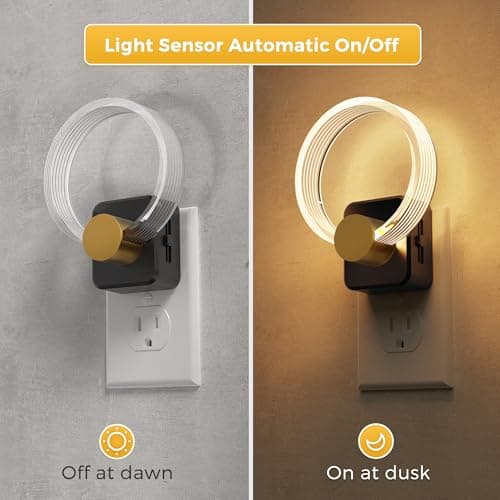L LOHAS LED Night Lights Plug into Wall, 2 Pack Plug in Night Lights with Light Sensor, 3000K Soft White, 0-100LM Brightness Adjustable, Acrylic Nightlight for Bathroom Bedroom Hallway - Thumbnail 2