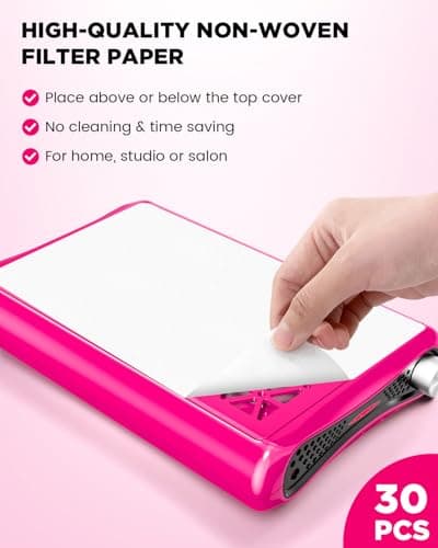 ECOSI Nail Dust Collector, 8000RPM & 1600PA Dual Turbo Professional Vacuum Fan Dust Extractor with 30 Pcs Filter Papers, Stepless Adjustable Suction for Manicure, Salon Nail Tech & Home - Thumbnail 5