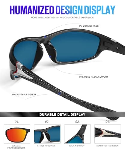OUKEMAX Polarized Sunglasses-Men Sports Sunglass: Mens Sunglasses Polarized Running Sun Glasses Driving Fishing 3 Packs - Thumbnail 2