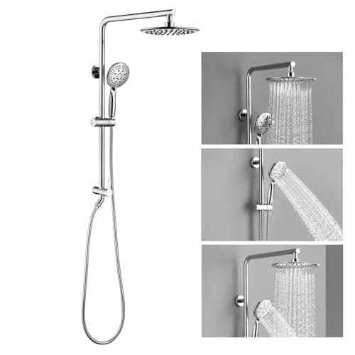SonTiy 9" Rain Shower Head with Handheld Spray, Dual Shower Head Combo with 72"Stainless Steel Hose, Modern Shower System with Adjustable Handheld Holder Brass Valve for Bathroom Apartment(Chrome) - Image 1