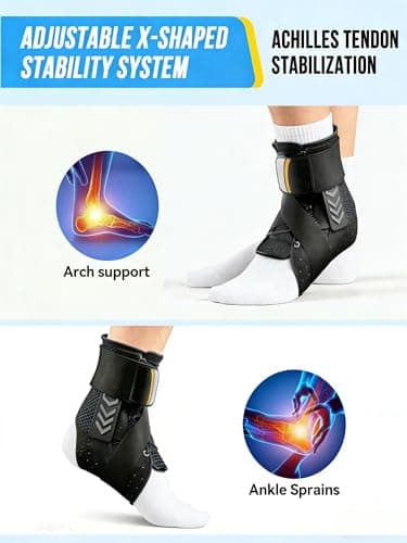 Goldeer Ankle Brace for Sprained Ankle, Quick Lace-Up Ankle Support with Side Stabilizers & Auto-Shaped Pads, Slim Fit Stabilizer for Women Men, Fits in Shoes for Sports, Work & Injury Recovery (M) - Thumbnail 6