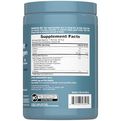 NeoCell Creatine Monohydrate Powder | 30 Servings | with Multi Collagen Peptides | Unflavored | for Women and Men - Thumbnail 2