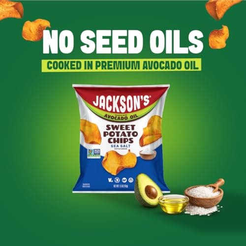 Jackson’s Potato Classic Kettle Chips with Sea Salt (1.5oz, Pack of 10) - Made with Premium Avocado Oil - Allergen-friendly, Gluten Free, Peanut Free, Vegan, Kosher - Shark Tank Product - Thumbnail 3