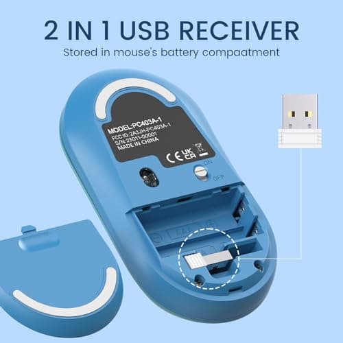 Wireless Keyboard and Mouse, LIZRROT Silent Keyboard Mouse Combo, Full-Sized Colorful Typewriter Keyboard with Round Keycaps, 2.4G Cute Mouse Compatible with PC/Laptop/Computer(Blue) - Thumbnail 6