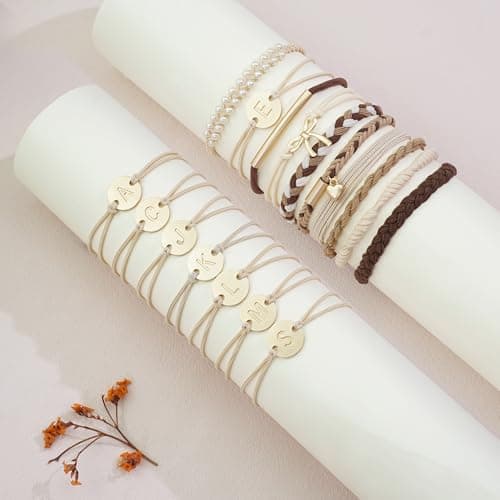 Fohufo Hair Ties No Damage - 10 Pcs Hair Scrunchies for Women Girls, Hair Ties for Thick Hair & Thin Hair, Hair Scrunchies Bands Bracelets, Initial Hair Accessories for Women, Birthday Gift - Letter J - Thumbnail 5