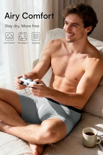 GOOTUCH Men Boxer Briefs, Moisture Wicking Breathable Underwear For Men, Silver-Ion Tech Underwear, Stretch 6.5 inch Long Leg (Black/Gray/Dark Blue/Green, M) - Thumbnail 2