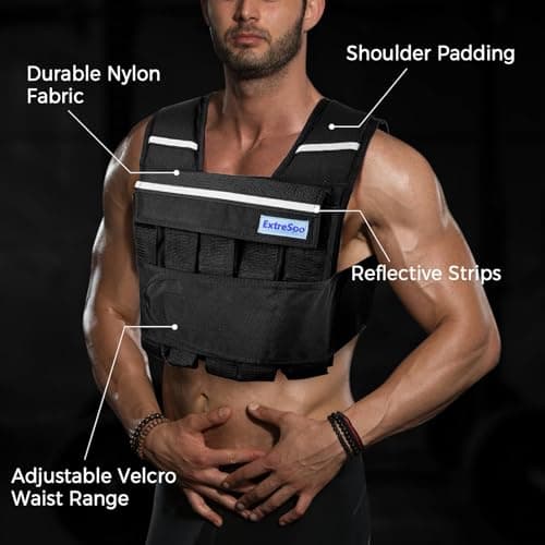 ExtreSpo Adjustable Weighted Vest for Men Women, 40lb Rucking Weight Vests Adjustable for Running, Training Workout, Jogging, Walking - Thumbnail 2