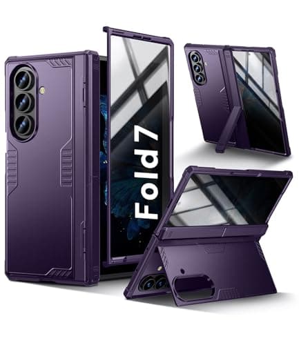 Kaiiecal for Samsung Galaxy Z-Fold-7 Case: Military Shockproof Rugged Hinge [Dual-Stand] Privacy Screen Protector [Anti Spy] [Anti-Scratch] Silicone Women Men Cover for ZFold 7 5G 2025 (Purple) - Image 1