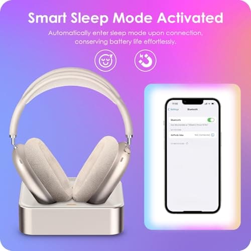 Headphone Charging Station for AirPods Max 2024 & 2020 - Magnetic Headset Charger Dock with Dual Connectors (Starlight) - Thumbnail 4