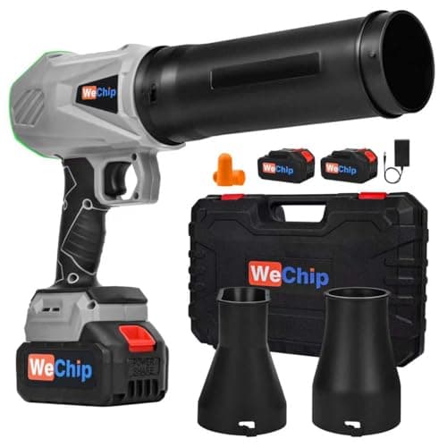 Wechip Cordless Leaf Blower 2 Batteries - 3 Adjustment Air Tubes,Handheld Jet Fan Air Blower for Cleaning Yard/Car/Indoor(Silver)
