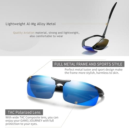 SUNGAIT Men's HD Polarized Sunglasses for Driving Fishing Cycling Running Metal Frame UV400 SGT177-QBL - Thumbnail 4