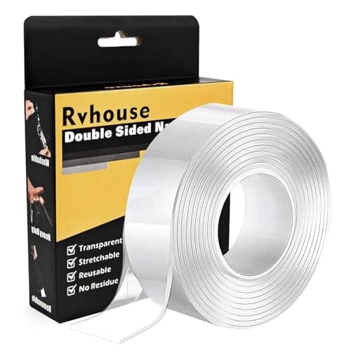 Rvhouse Double Sided Tape, 2" x 80" Heavy Duty Clear Nano Mounting Tape Sticky Adhesive for Carpet Picture Poster Office Home RV Decoration - Image 1