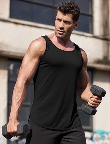 COOFANDY Mens Sleeveless Muscle T Shirts Workout Tank Tops Undershirt Cotton Athletic Sleeveless Shirts for Gym Grey - Thumbnail 6