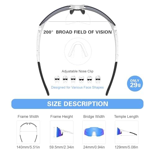 suoso Sports Cycling Sunglasses for Men: Lightweight UV Protection Polarized Sun Glasses for Youth Baseball Softball Running - Thumbnail 5