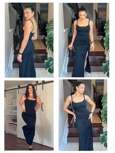 Popilush Shapewear Dress Bodycon Split Maxi Dress with Build in Shapewear 2025 Trending Dresses for Women - Thumbnail 5