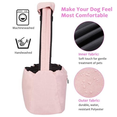 Ownpets Pet Dog Sling Carrier Bag Adjustable Padded Strap Dog Hand Free Safe Mesh Pet Carrier for Small Medium Dog Cat (Pink) - Thumbnail 6