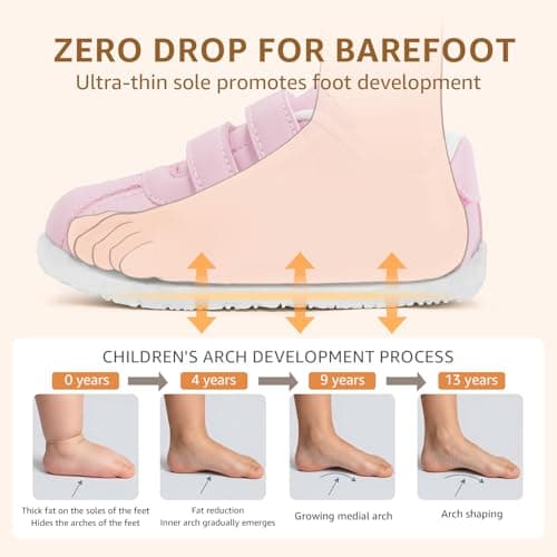 STQ Toddler Girls Sneaker Wide Toe Box Non Slip Barefoot Shoe Lightweight Walking Shoes with Hook and Loop Water Pink Little Kid 11 - Thumbnail 5