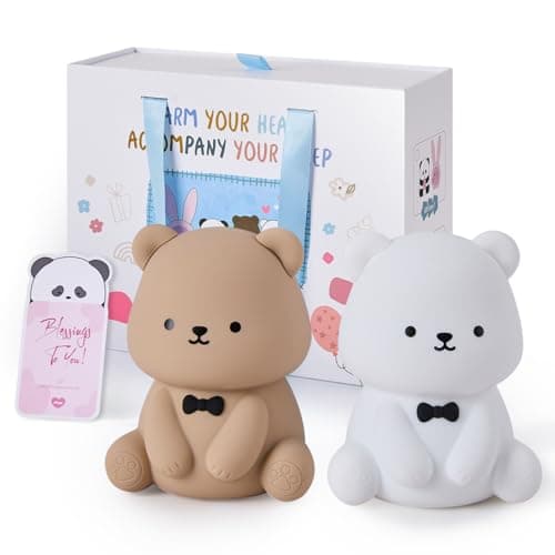 Pak Cute Bear LED Night Light, Soft Silicone Nursery Night Light for Breastfeeding, Touch Control Squishy Night Lamp, 7 Color Changing, USB Rechargeable Desktop Light, Room Decor, Gift for Kids Lovers - Image 1