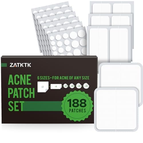 Pimple Patches (6 Sizes 188 Patches), Acne Patches for Large Zit Breakouts, Hydrocolloid Bandages for Face, Chin, Nose, Forehead, Body, Back, Neck & Chest, Round, Rectangle and Square Hydrocolloid - Image 1