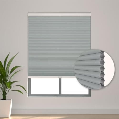 Changshade Cellular Shades Cordless Blackout Blinds for Bedroom Indoor Windows Room Darkening, Thermal Insulated 1.5 Inch Honeycomb Blinds Heat Light Blocking Black Out Retractable, 33" Wx72 H, Grey - Thumbnail 5