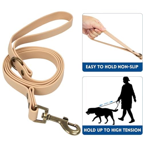 Wisedog Waterproof Dog Collar and Leash Set, Adjustable Puppy Collar with Cute Tag 4FT Dog Leash with Poop Bag for Small Medium Large Dogs (XS, Sand Color) - Thumbnail 3