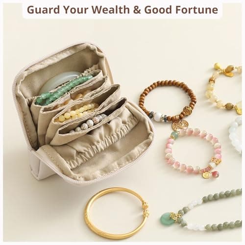 tianzong Small Travel Jewelry Case, Bridesmaid Gifts, Tangle-Free Jewelry Pouch Bag with Gift Box, Waterproof PU Jewelry Organizer for Valuables (Pink, Single Zipper) - Thumbnail 2