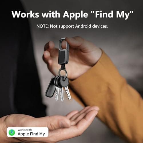 AI.QVOKA Key Chain Tracker Tag, Works with Apple Find My (iOS Only), Car Keychain Accessories for Men, Heavy Duty Key Tracker for Luggage, Backpacks and Suitcases (Black) - Thumbnail 2