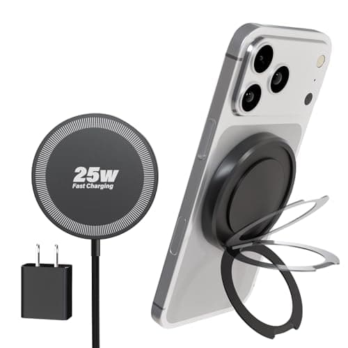 Magnetic Wireless iPhone Charger Fast Phone Charger with Kickstand, 6FT 25W Fast Phone Charging Pad Wireless Magnetic Charge for iPhone 17/17Air/16 Pro Max/16 Plus/15 Pro Max/AirPods3/2/Pro Black