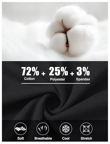 Cotrasen Mens Polo Shirts Cotton Short Sleeve Pique Button Golf Shirts Classic Fit Collared T-Shirts Black XL - Thumbnail 4