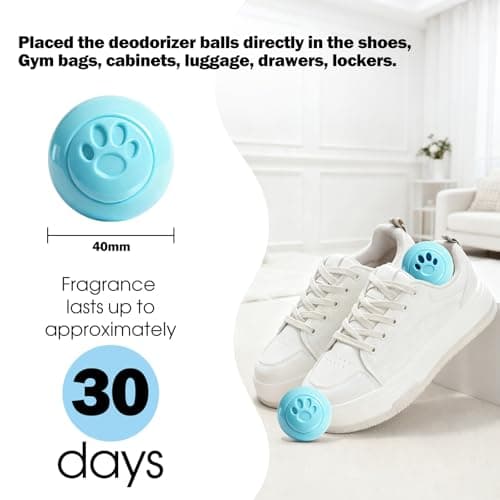 SCENTORINI Shoe Deodorizer Balls, 8 Pack Baby Powder Scent Sneaker Deodorizer Balls, Odor Eliminator for Smell Shoes Boots, Long Lasting Shoe Freshener for Gym Bags, Drawers and Small Spaces - Thumbnail 3