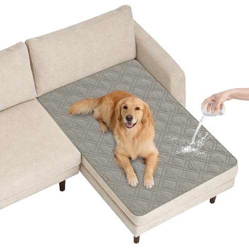 Vmeyiek 100% Waterproof Dog Bed Cover Pet Blanket(42"x50"),7-Layer Reversible Washable Sofa Couch for Furniture Car (Light Gray+Gray) - Image 1