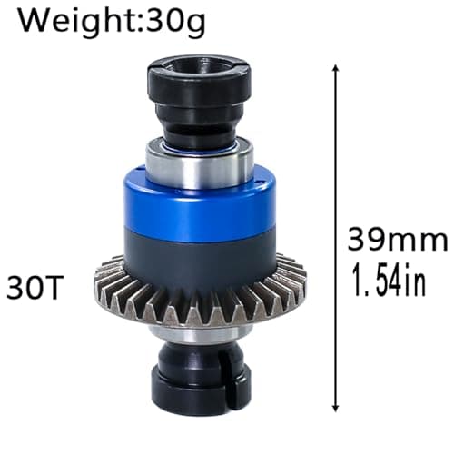 Assembled Differential 30T 0.8Mod for ARRMA 1/18 Granite GROM, Typhon GROM, 1/14 Mojave GROM, 1/12 Losi AWD RC Racecar, RC Front & Rear Universal Upgraded Metal Differential 2Pcs (Black/Blue) - Thumbnail 2