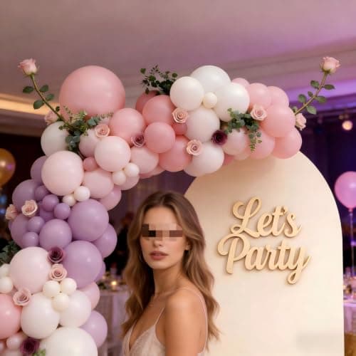 Pink Purple White Balloon Garland Arch Kit 143Pcs Lavender Light Pastel Purple Pink White Latex Balloons for Butterfly Bridal Shower Birthday Wedding Party Decorations - Thumbnail 5