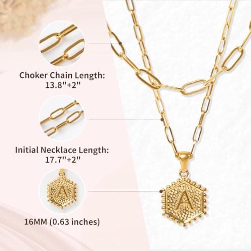 PNNY AMDA Initial Necklace for Women: 18K Gold Plated Paperclip Chain Layering Letter Name Pendant – Layered Necklace Trendy Jewelry Gifts (K) XL-SLTZM-K - Thumbnail 2
