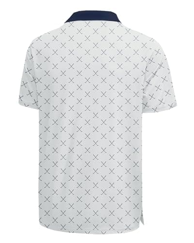 KUYIGO Mens Golf Polo Shirts Moisture Wicking Performance Short Sleeve Collared Shirt Casual Print Golf Shirts XL Print White - Thumbnail 4