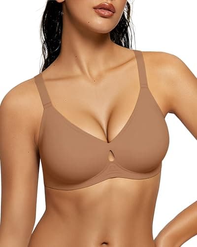 LetsJoli Wireless Pushup Bra for Women No Underwire Seamless Supportive Bralettes Fall Outfits Bra for Women 2025(Coffee,L) - Image 1