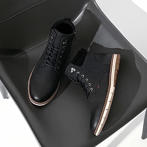 Vostey Boots for Men Casual Dress Shoes Fashion Waterproof Men's Motorcycle Boots(BMY8035A Black 8) - Thumbnail 3
