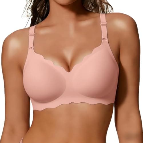 COCOMARTS Jelly Bras for Women No Underwire Scalloped Push Up Wireless Bralettes Seamless Soft Comfort Everyday Tshirt Bra Tea Red 4X-Large - Image 1