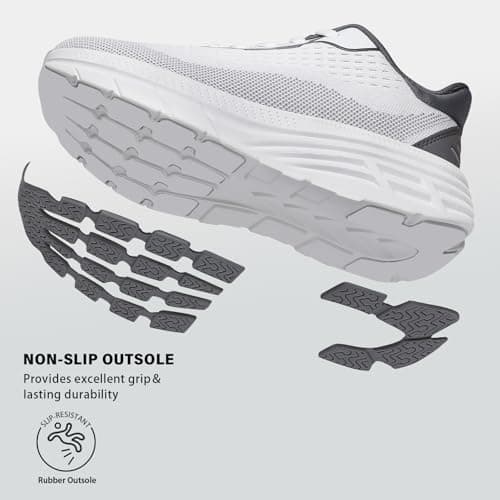 Wirpex Women's Wide Toe Box Walking Shoes–Non Slip Comfortable Cushioned Fashion Sneakers for Bunions Lightweight Zero Drop Tennis Running Shoe with Roomy Fit Grayish-White Size 6.5 - Thumbnail 6